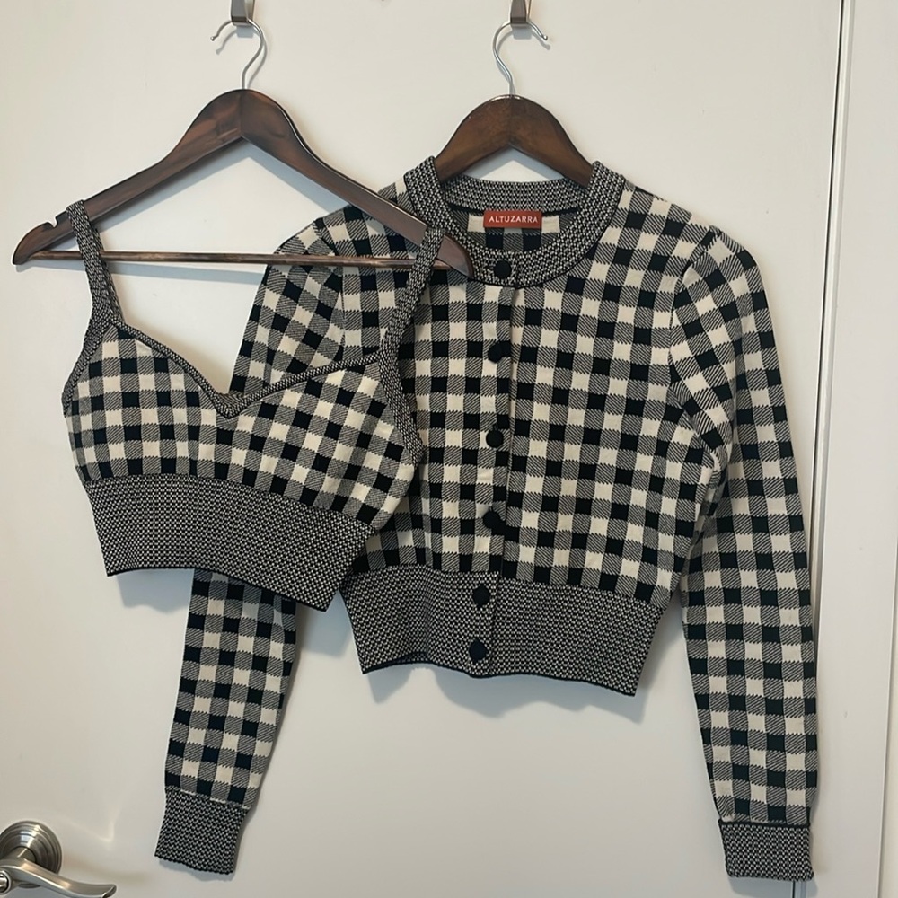 Altuzarra Cropped Houndstooth Twin Set